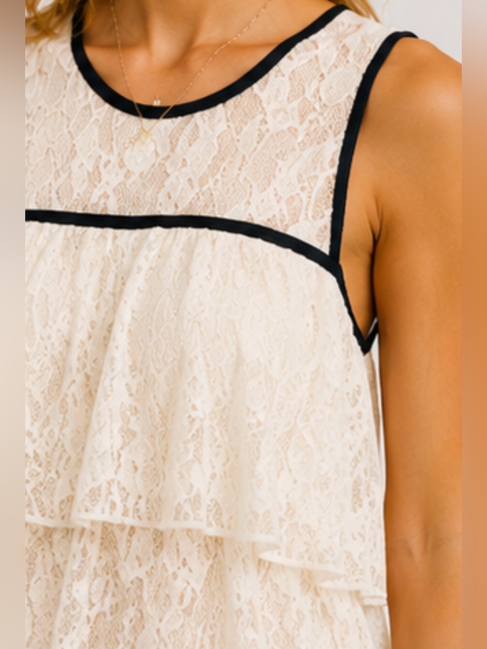 Eddie & Maddie Ivory Lace Ruffle Tank Top | NWOT - Picture 9 of 16